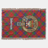 Clan Robertson Crest over Tartan スローブランケット (正面)