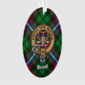 Clan Russell Crest over Tartan オーナメント (正面)