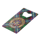 Clan Russell Crest over Tartan クレジットカード栓抜き (正面アングル)