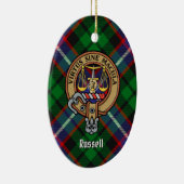 Clan Russell Crest over Tartan セラミックオーナメント (右)