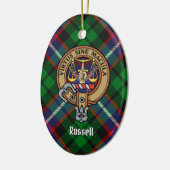 Clan Russell Crest over Tartan セラミックオーナメント (左)