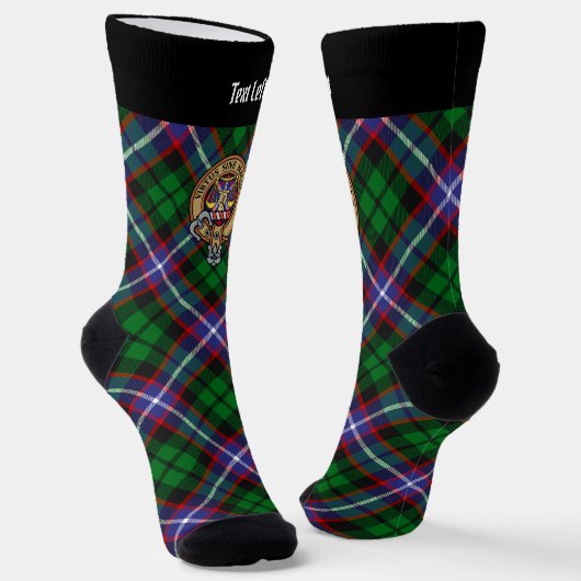 Clan Russell Crest over Tartan ソックス (傾斜あり)