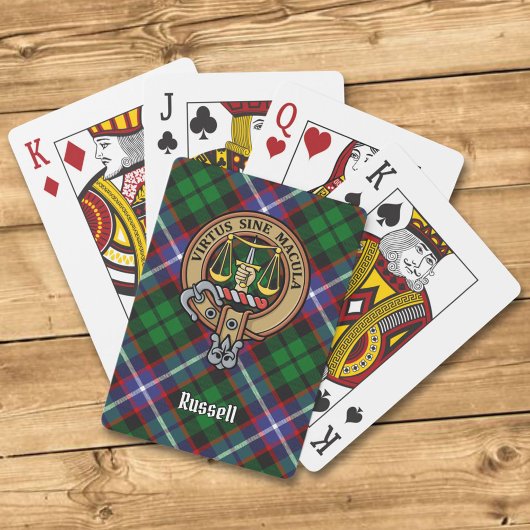 Clan Russell Crest over Tartan トランプ