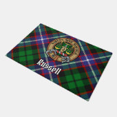Clan Russell Crest over Tartan ドアマット (アングル)