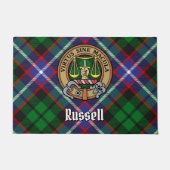 Clan Russell Crest over Tartan ドアマット (正面)