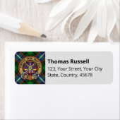 Clan Russell Crest over Tartan ラベル (インサイチュ)