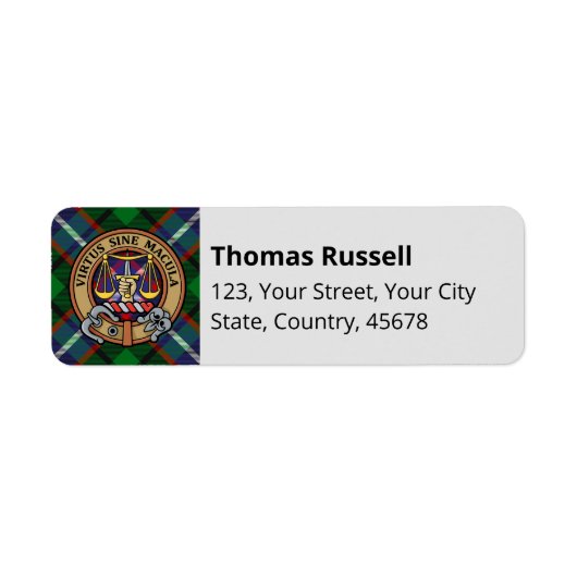 Clan Russell Crest over Tartan ラベル (正面)