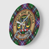 Clan Russell Crest over Tartan ラージ壁時計 (傾斜)