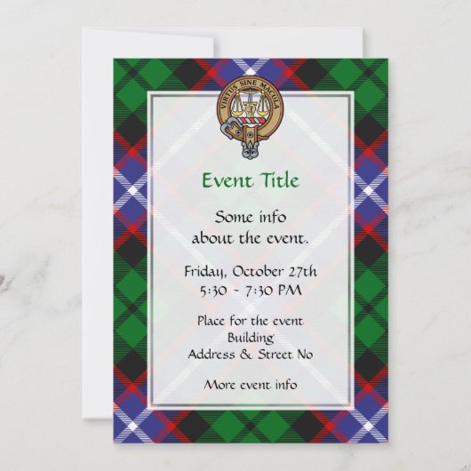 Clan Russell Crest over Tartan 招待状 (正面)