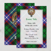 Clan Russell Crest over Tartan 招待状 (正面/裏面)