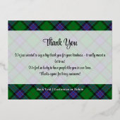 Clan Sinclair Crest over Hunting Tartan 箔招待状ポストカード (裏面)