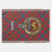 Clan Sinclair Crest over Red Tartan スローブランケット (正面)
