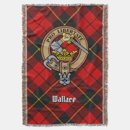 Clan Wallace Crest over Tartan スローブランケット (正面縦)
