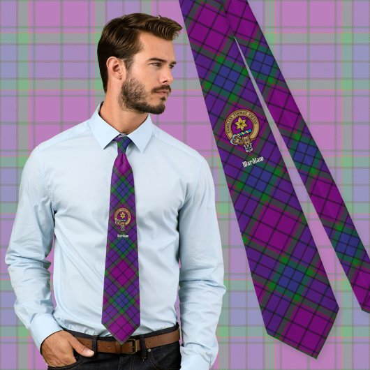 Clan Wardlaw Crest over Tartan ネクタイ