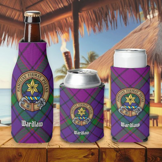Clan Wardlaw Crest over Tartan ボトルクーラー