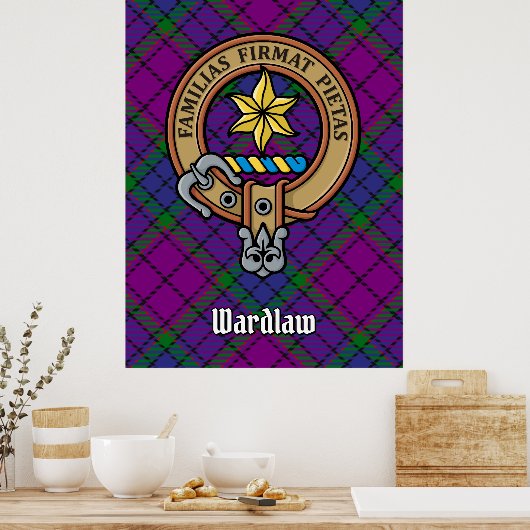 Clan Wardlaw Crest over Tartan ポスター (キッチン)