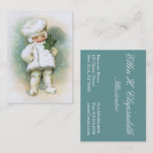 Clapsaddle: もみの小枝を搭載する冬の男の子 名刺 (正面/裏面)