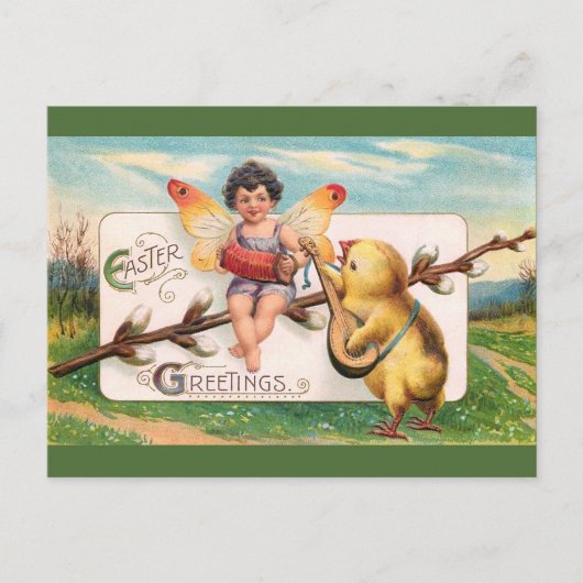 Clapsaddle：イースターフェアリーを作る音楽 シーズンポストカード (正面)