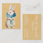 Clapsaddle: エリマキシギを持つイースターのウサギの女の子 名刺 (正面/裏面)