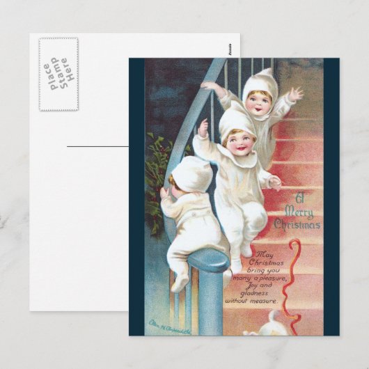 Clapsaddle: クリスマスの前の夜 シーズンポストカード (正面/裏面)