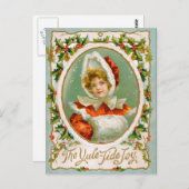 Clapsaddle: チャーミングな冬の女の子 ポストカード (正面/裏面)