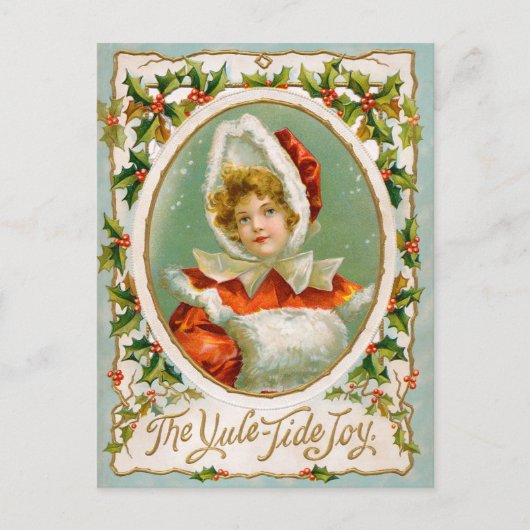 Clapsaddle: チャーミングな冬の女の子 ポストカード (正面)