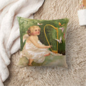 Clapsaddle: ハープを演奏する天使 クッション (ブランケット)