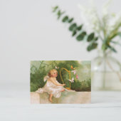 Clapsaddle: ハープを演奏する天使 名刺 (スタンド正面)