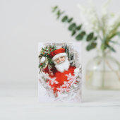 Clapsaddle: ヒイラギを持つサンタクロース 名刺 (スタンド正面)