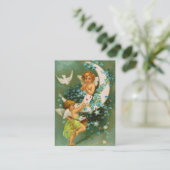 Clapsaddle: 鎌の月の2匹の天使 名刺 (スタンド正面)