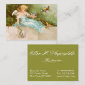 Clapsaddle: 鳥と遊ぶ天使 名刺 (正面/裏面)