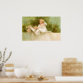 Clapsaddle: Angel with Book and Flowers ポスター (キッチン)