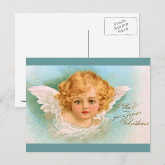 Clapsaddle: Charming Christmas Angel シーズンポストカード (正面/裏面)