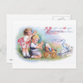 Clapsaddle: Children Playing with Bunny ポストカード (正面/裏面)