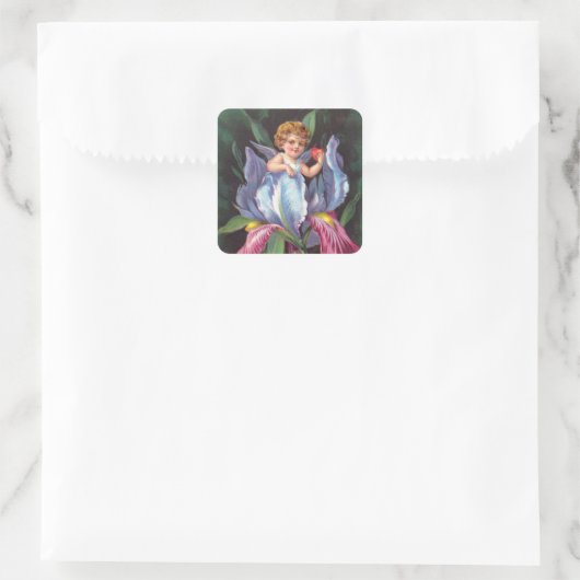 Clapsaddle: Flower Cherub Iris スクエアシール (バッグ)