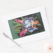 Clapsaddle: Flower Cherub Iris 長方形シール (封筒)