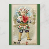 Clapsaddle: Holly Boy withハート ポストカード (正面)