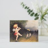 Clapsaddle: Little Cherub with Flute ポストカード (スタンド正面)