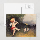 Clapsaddle: Little Cherub with Flute ポストカード (正面/裏面)