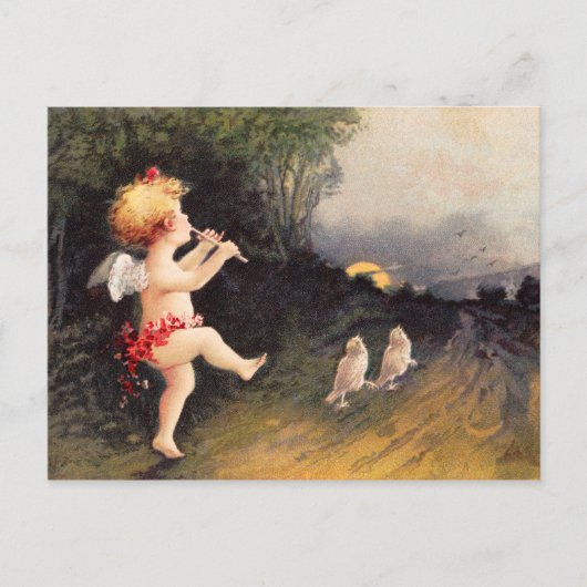 Clapsaddle: Little Cherub with Flute ポストカード (正面)