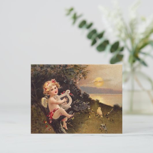 Clapsaddle: Little Cherub with Harp ポストカード (スタンド正面)