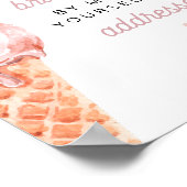 CLARA レトロピンクのアイスクリーム ブライダルシャワーの宛名 ポスター (角)