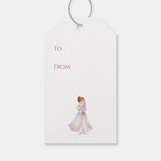 Clara Holding Nutcracker Doll Watercolor ギフトタグ (裏面)