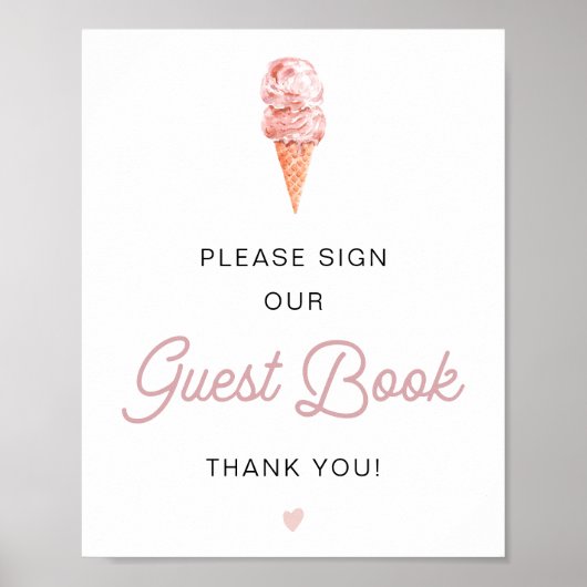 CLARA Retro Ice Cream Blush Sign Our Guestbook  ポスター (正面)