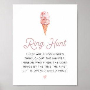 CLARA Retro Ice Cream Bridal Shower Ring Hunt Game ポスター