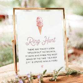 CLARA Retro Ice Cream Bridal Shower Ring Hunt Game ポスター
