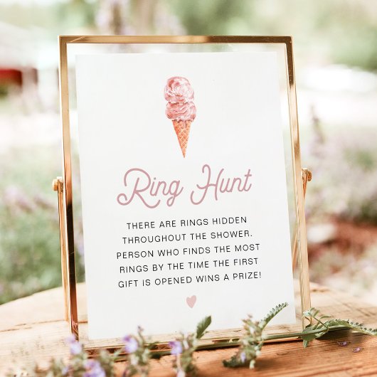 CLARA Retro Ice Cream Bridal Shower Ring Hunt Game ポスター