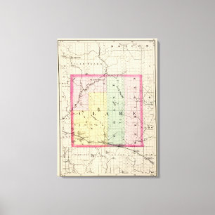 Clare郡、ミシガン州の地図 キャンバスプリント