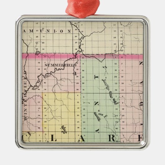 Clare郡、ミシガン州の地図 メタルオーナメント (正面)