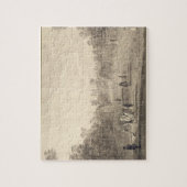 Claremont 1738年のボーリング・グリーン(版木、銅版、版画) ジグソーパズル (縦)